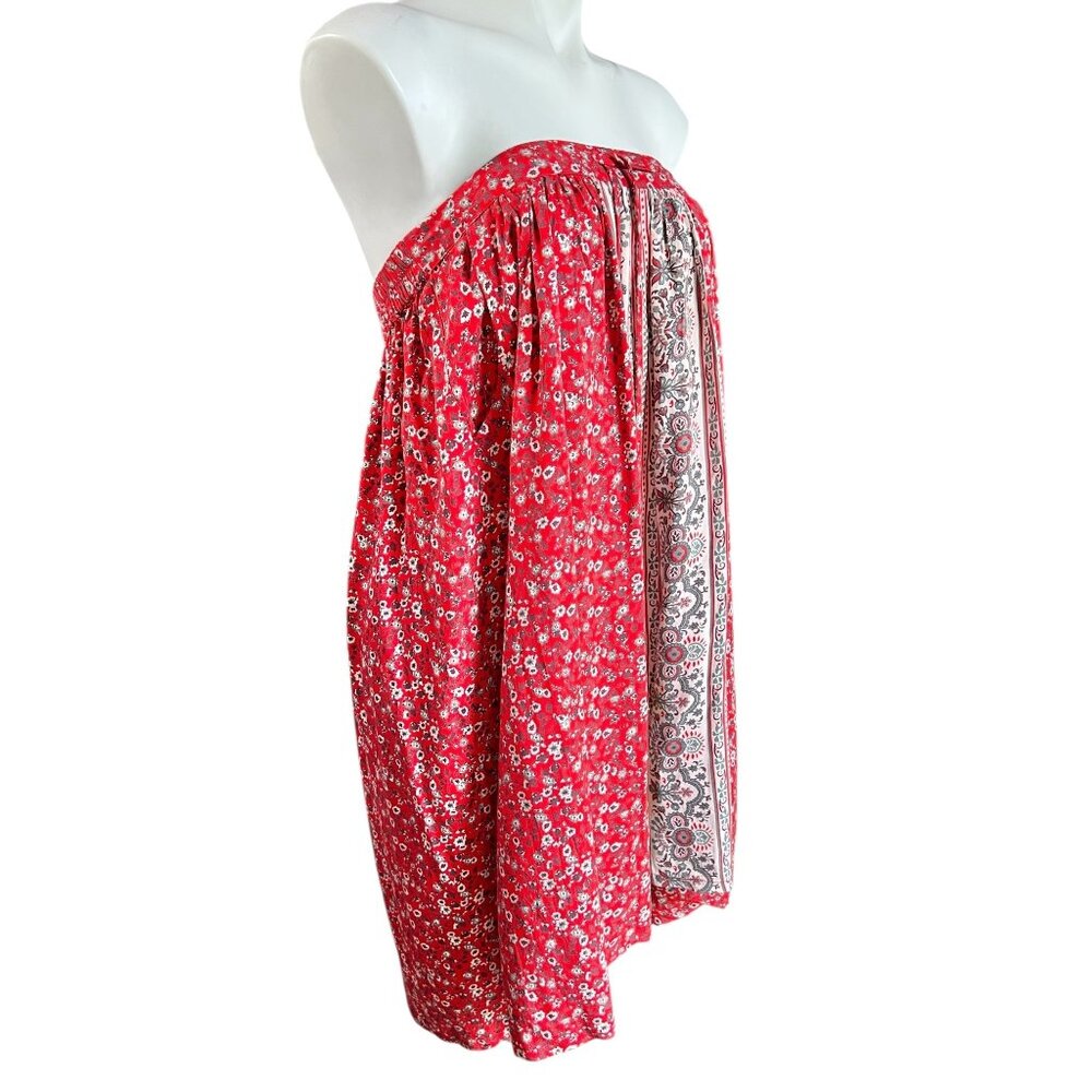 Dalin Women’s Skirt L Rayon Elastic Waist Dress Red Floral Tassel Tie Front - Picture 11 of 15